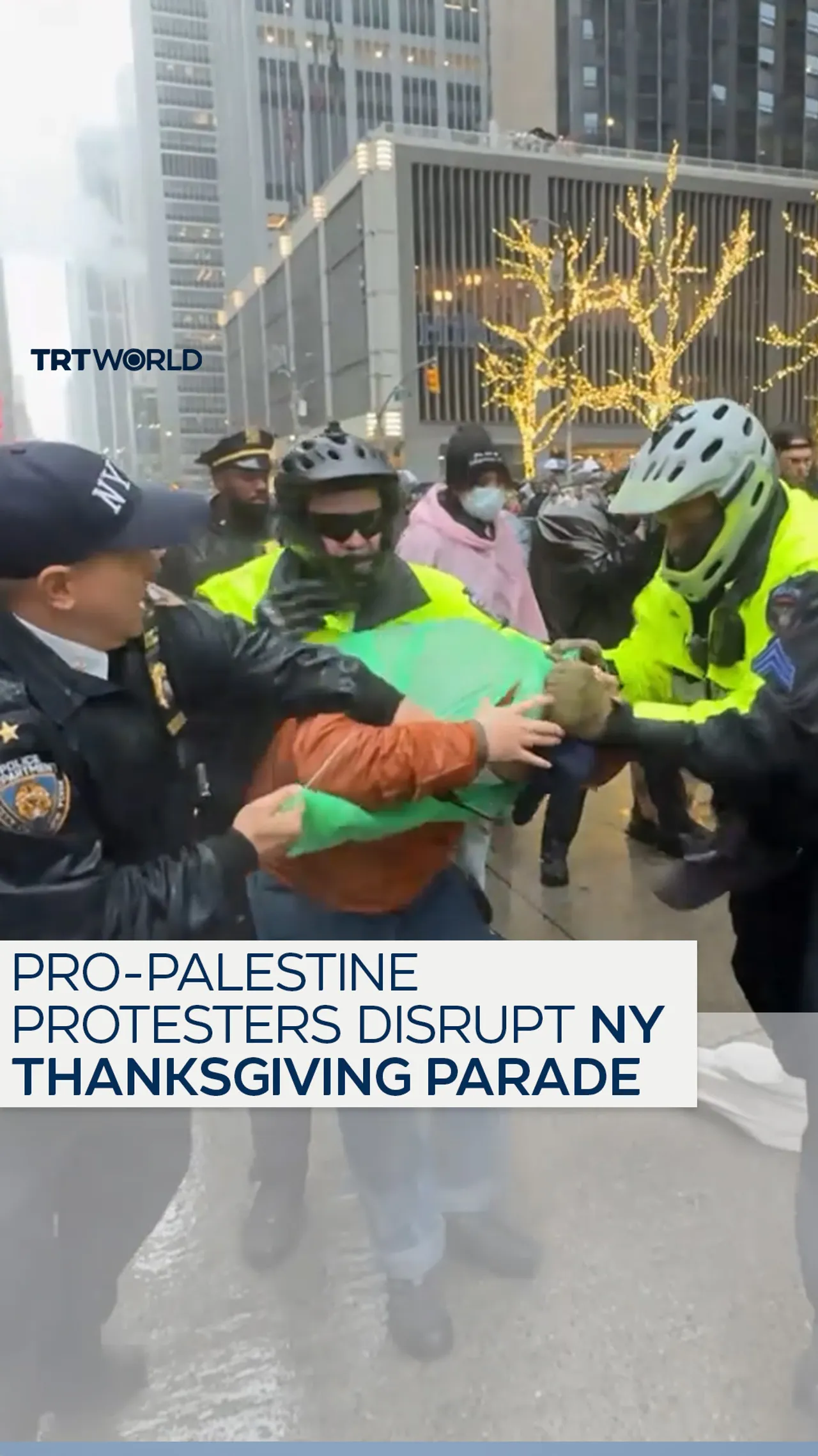 Police remove pro-Palestine protesters disrupting New York Thanksgiving parade