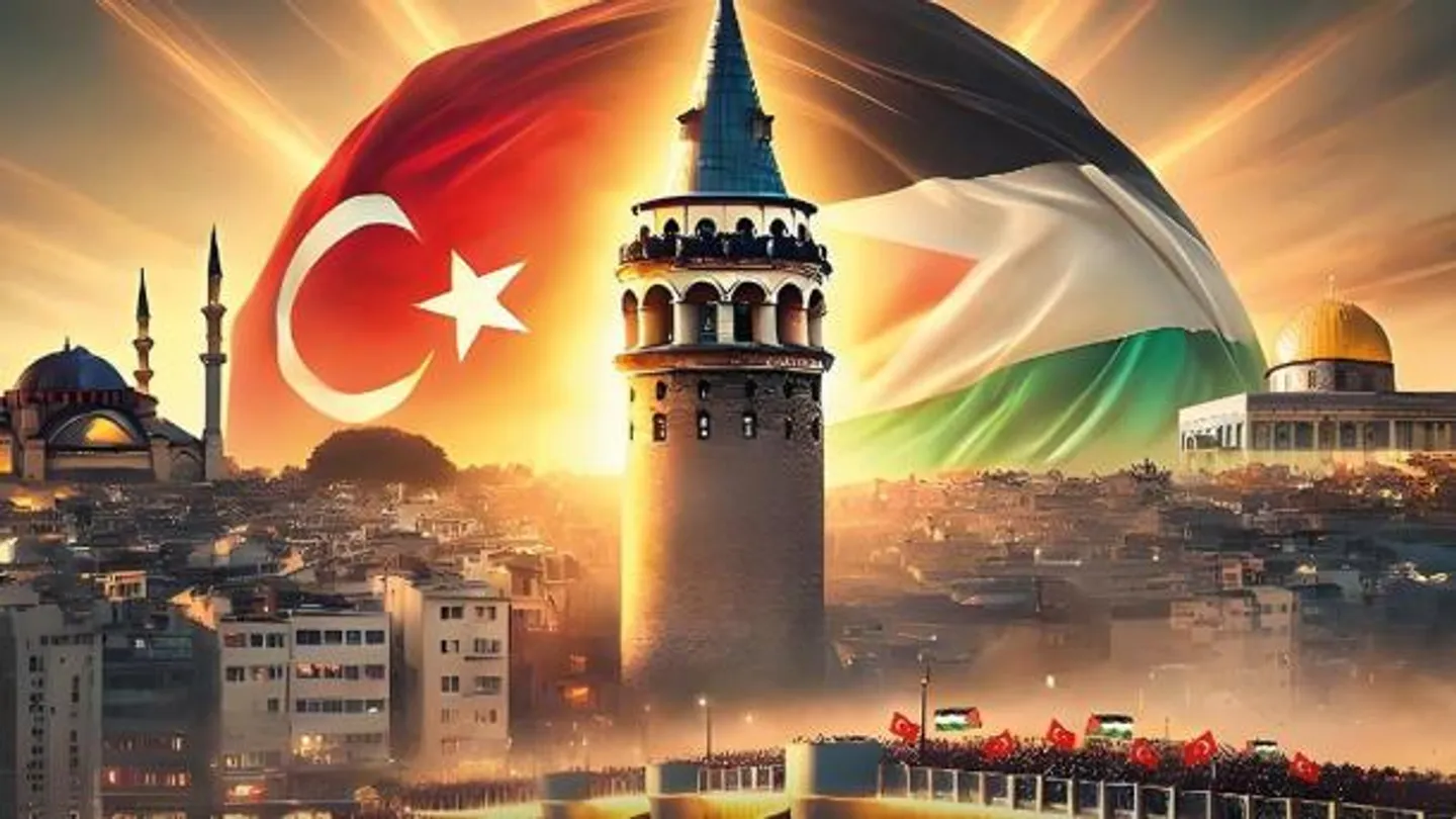 گالاتا كۆۋرۈكىدە پەلەستىن ئۈچۈن چوڭ يىغىلىش ئۆتكۈزۈلىدۇ