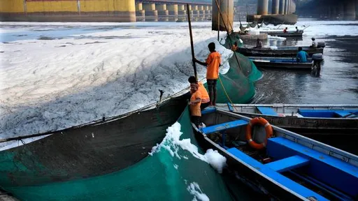 In photos: Thick toxic foam covers sacred river in Indian capital