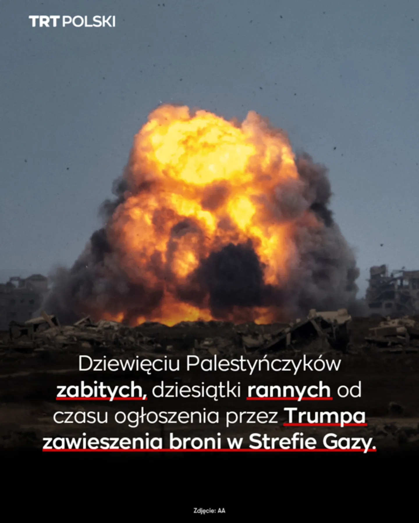 Dziewięciu Palestyńczyków zabitych, dziesiątki rannych od czasu ogłoszenia zawieszenia broni w Gazie