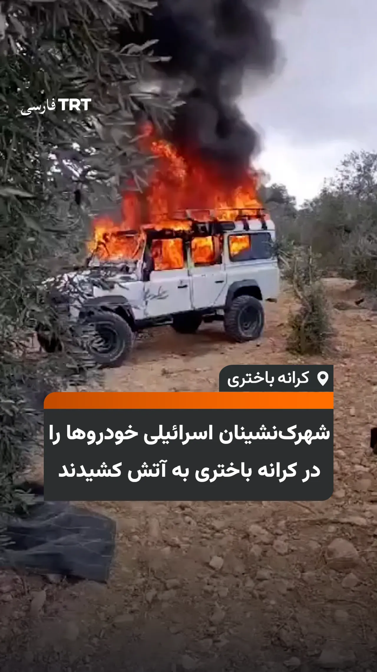 شهرکنشینان اسرائیلی خودروها را در کرانه باختری به آتش کشیدند