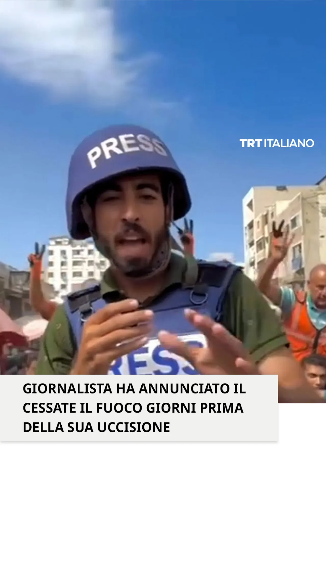 Il giornalista Saleh Aljafarawi annuncia la tregua a Gaza pochi giorni prima di essere ucciso