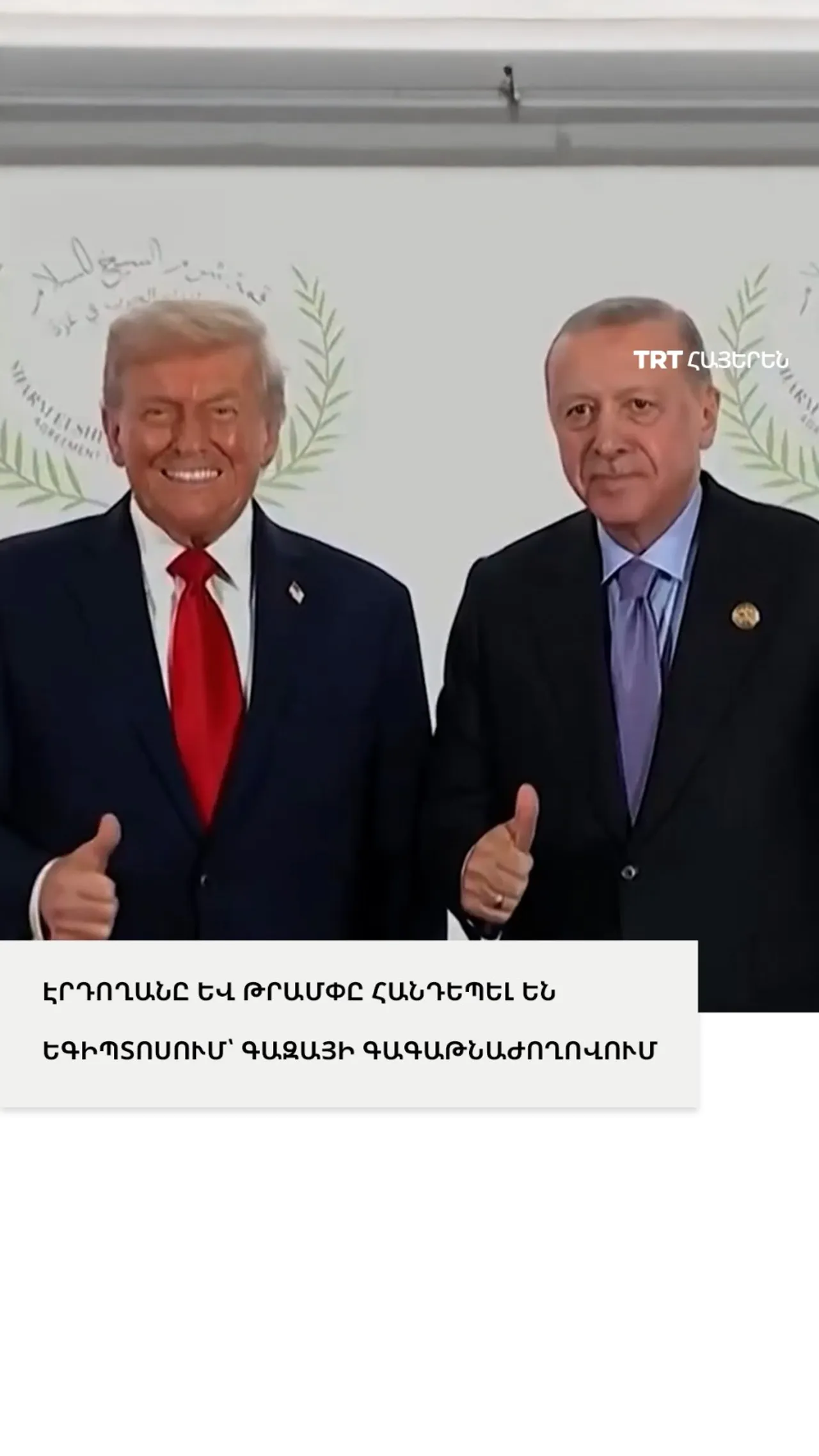 ԷՐԴՈՂԱՆԸ ԵՎ ԹՐԱՄՓԸ ՀԱՆԴԵՊԵԼ ԵՆ ԵԳԻՊՏՈՍՈՒՄ՝ ԳԱԶԱՅԻ ԳԱԳԱԹՆԱԺՈՂՈՎՈՒՄ