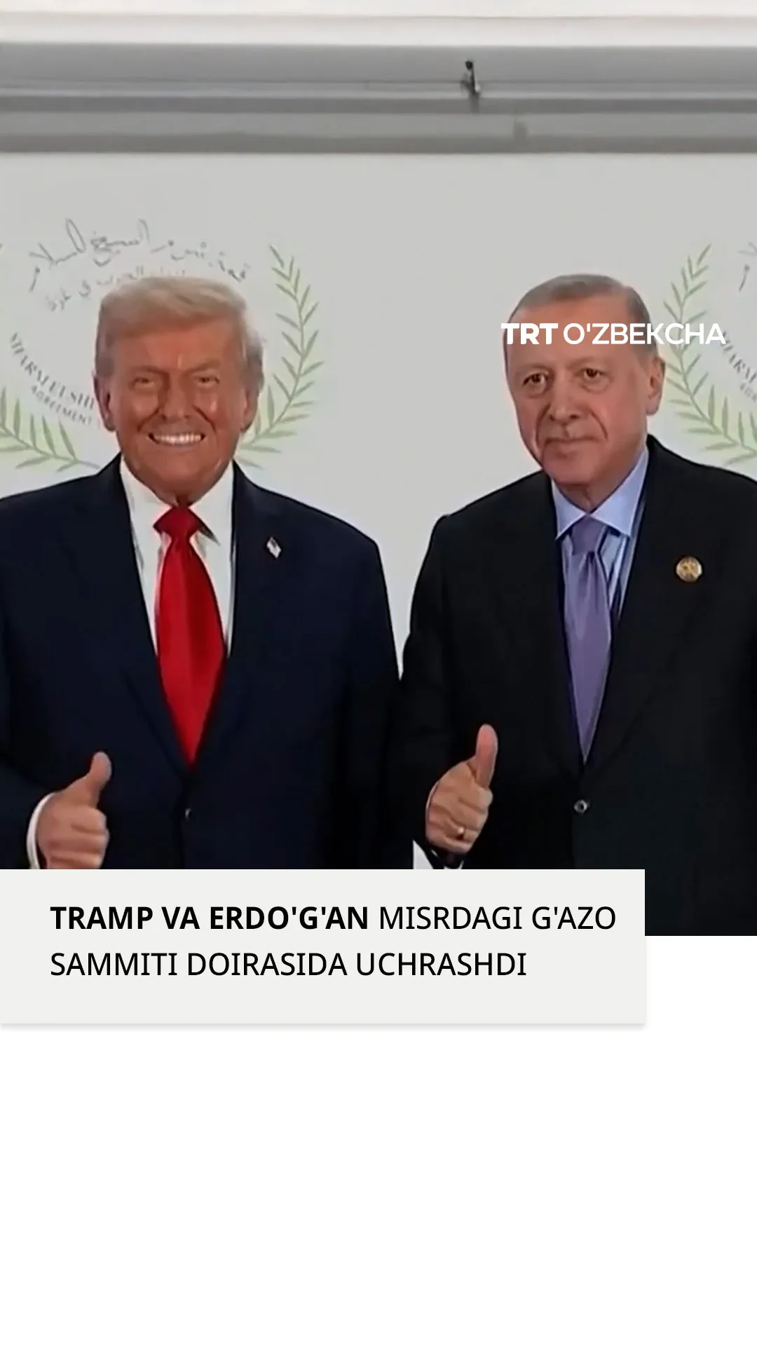 Tramp Erdo'g'anning yutuqlarini e'tirof etdi