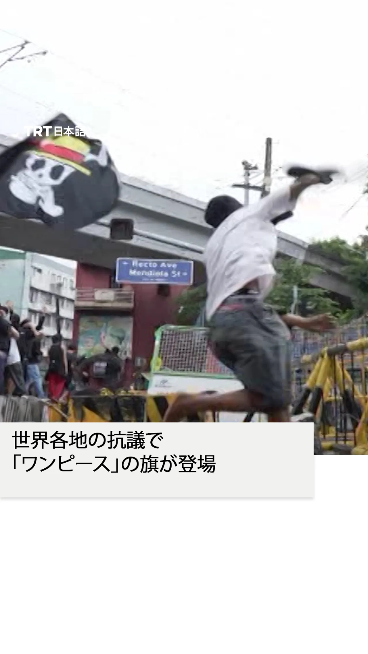 世界各地の抗議で
「ワンピース」の旗が登場