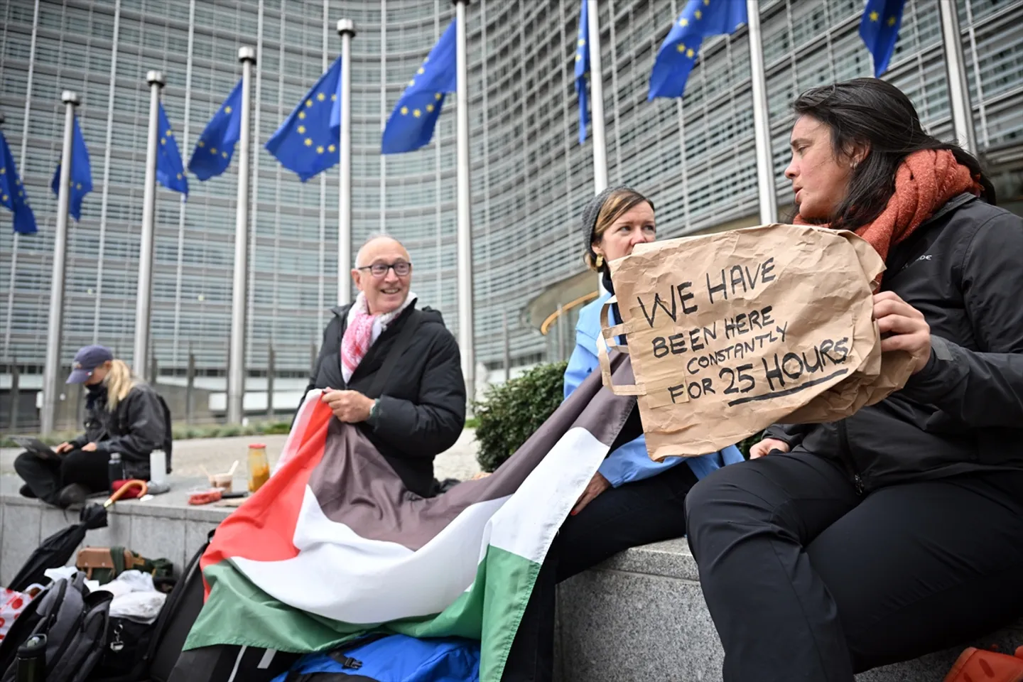 Protest voor de Europese Commissie in Brussel tegen normalisatie met Israël