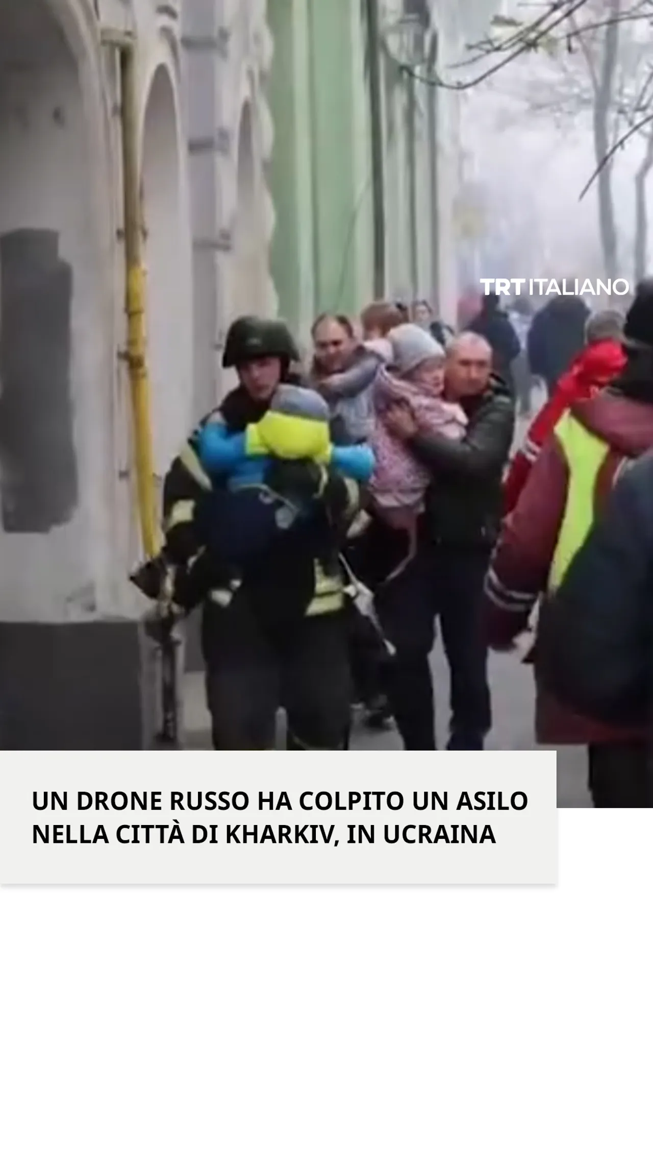 Un drone russo ha colpito un asilo nella città di Kharkiv, in Ucraina