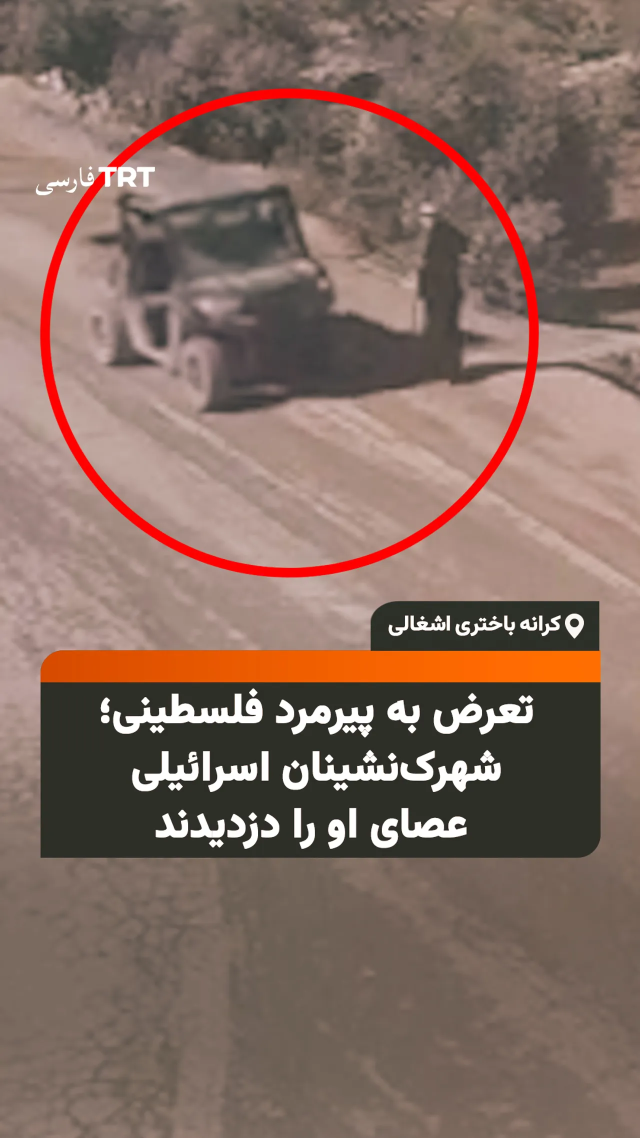 تعرض به پیرمرد فلسطینی در کرانه باختری؛ شهرکنشینان اسرائیلی عصای او را دزدیدند