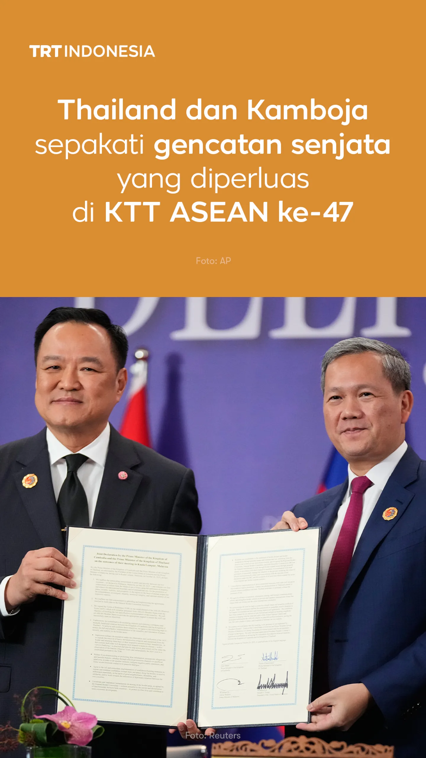 Thailand dan Kamboja sepakati gencatan senjata yang diperluas di KTT ASEAN