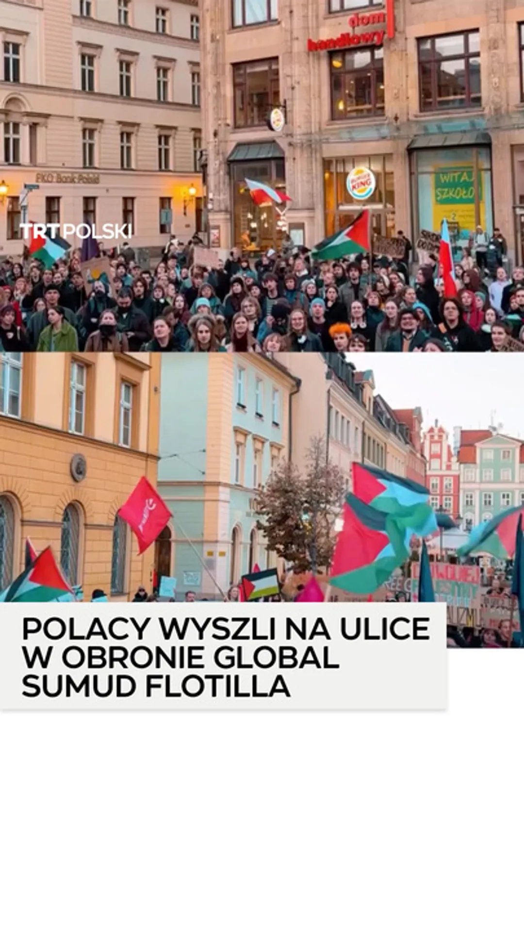 Polacy wyszli na ulice w obronie Global Sumud Flotilla