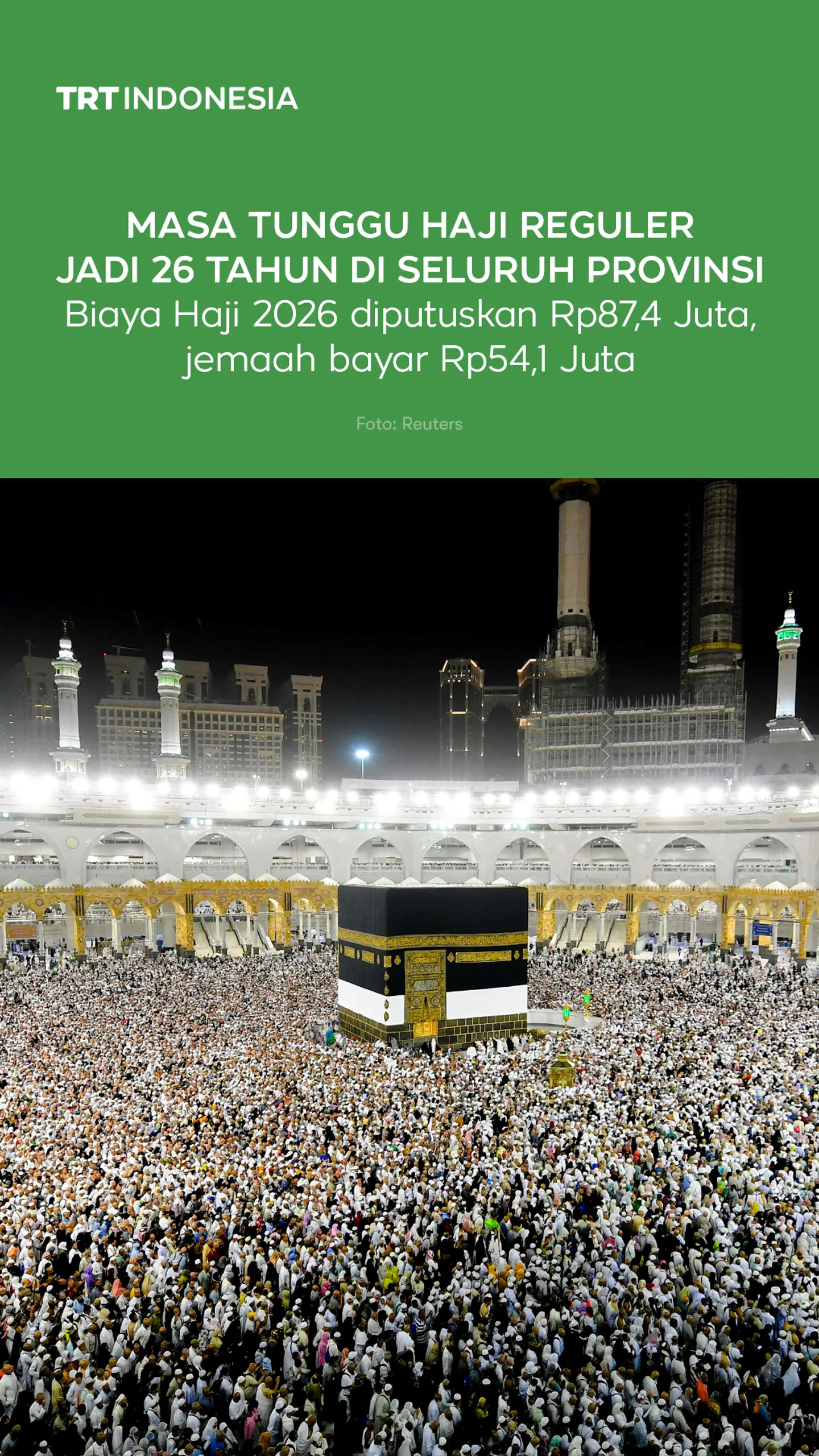 Masa tunggu haji reguler jadi 26 tahun di seluruh provinsi