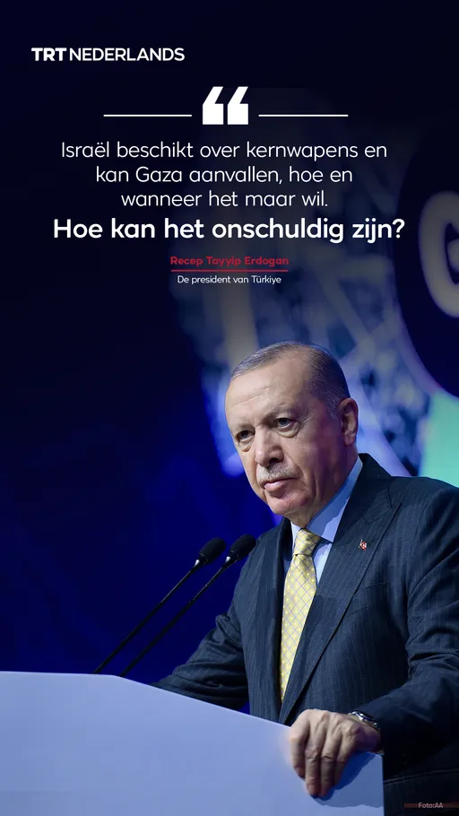 President Erdogan veroordeelt de Israëlische acties in Gaza tijdens het TRT World Forum