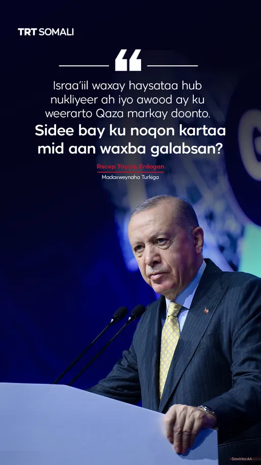 MW Erdogan oo cambaareeyay aamusnaanta caalamka ee ku aaddan falalka Israa’iil ee Qaza