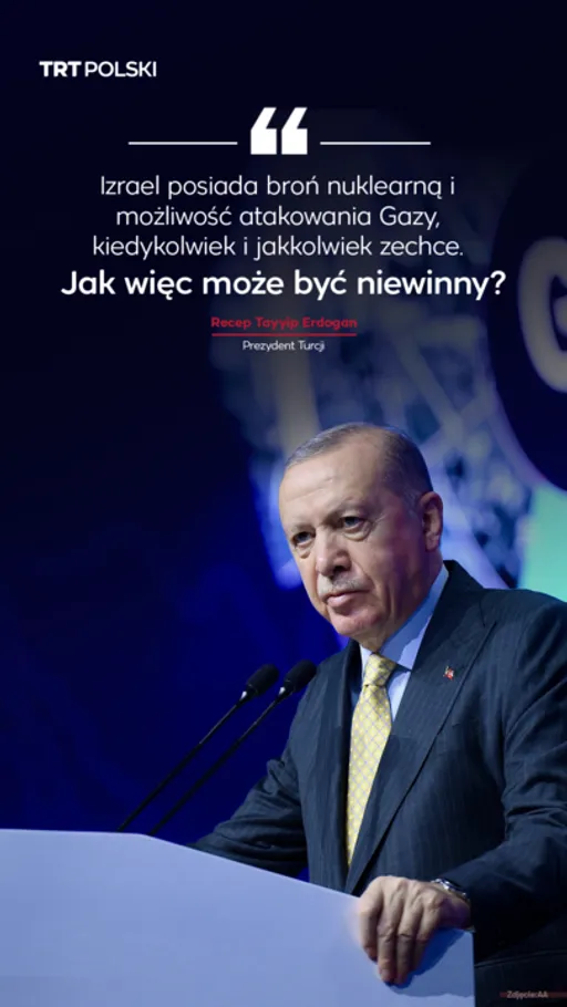 Prezydent Turcji Recep Tayyip Erdogan potępił globalną ciszę wokół działań Izraela w Strefie Gazy