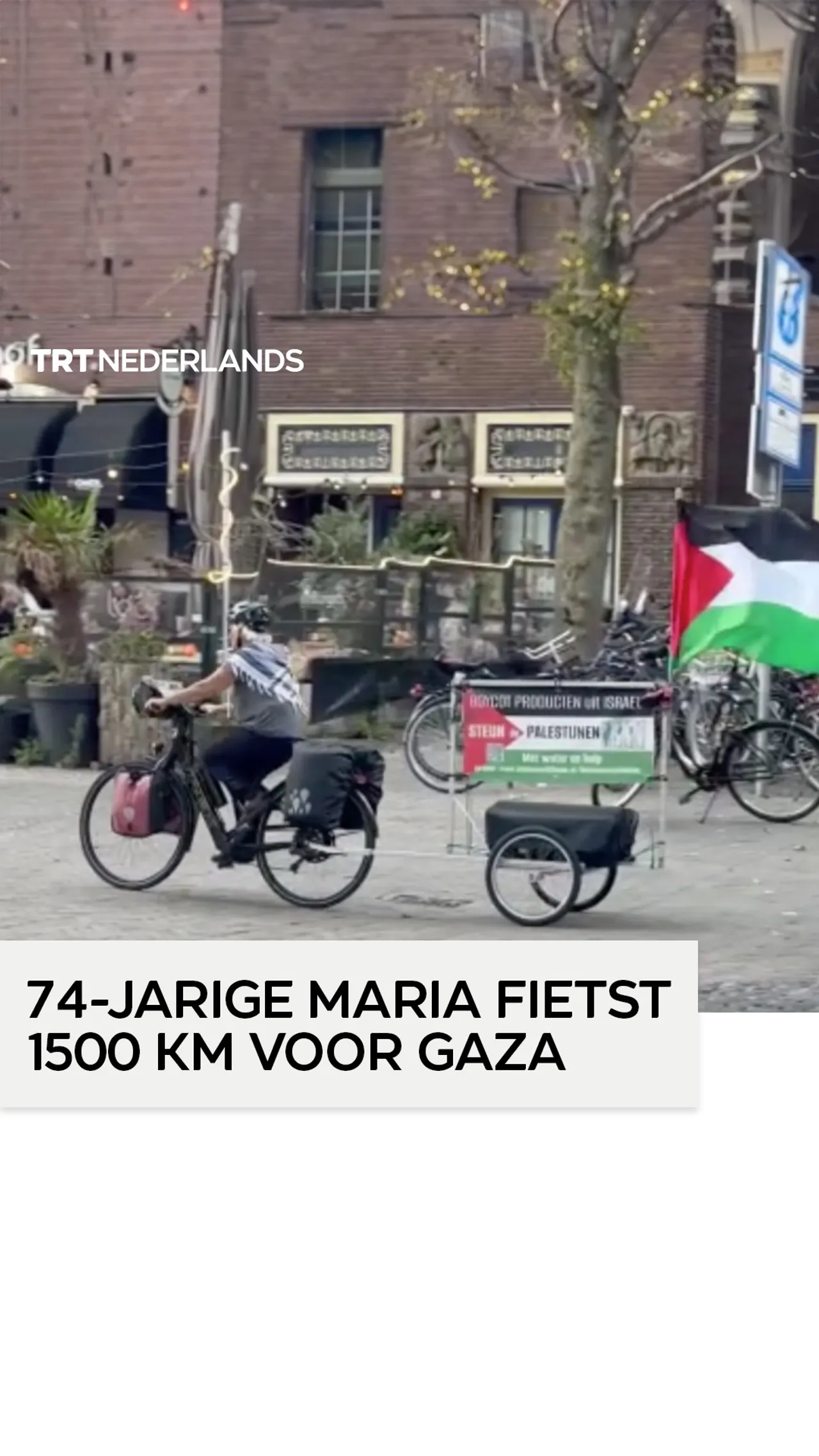 74-jarige Maria fietst 1500 km voor Gaza: “Ik kan niet stilzitten bij genocide”