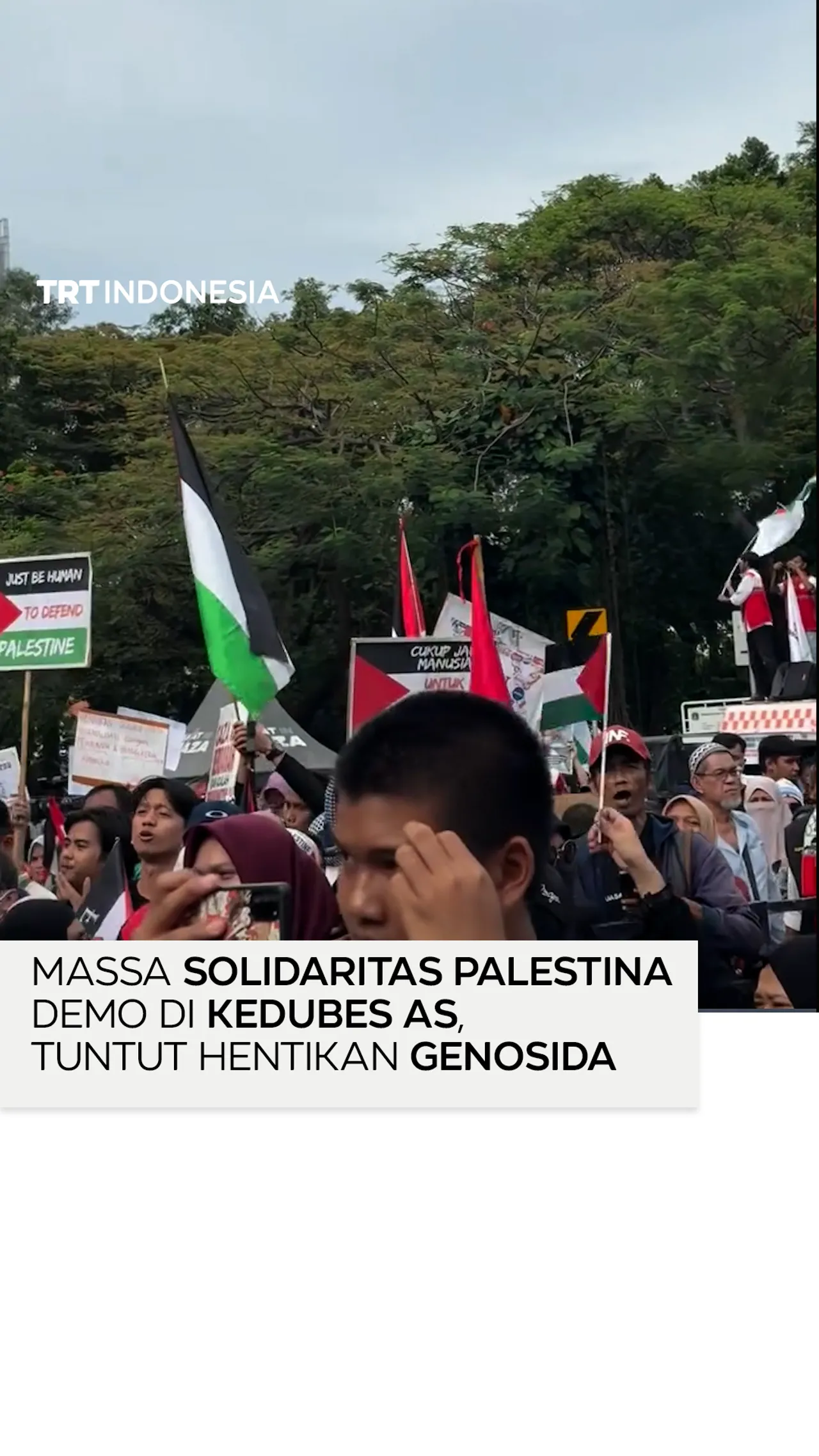 Massa solidaritas Palestina demo di depan Kedubes AS, tuntut hentikan genosida