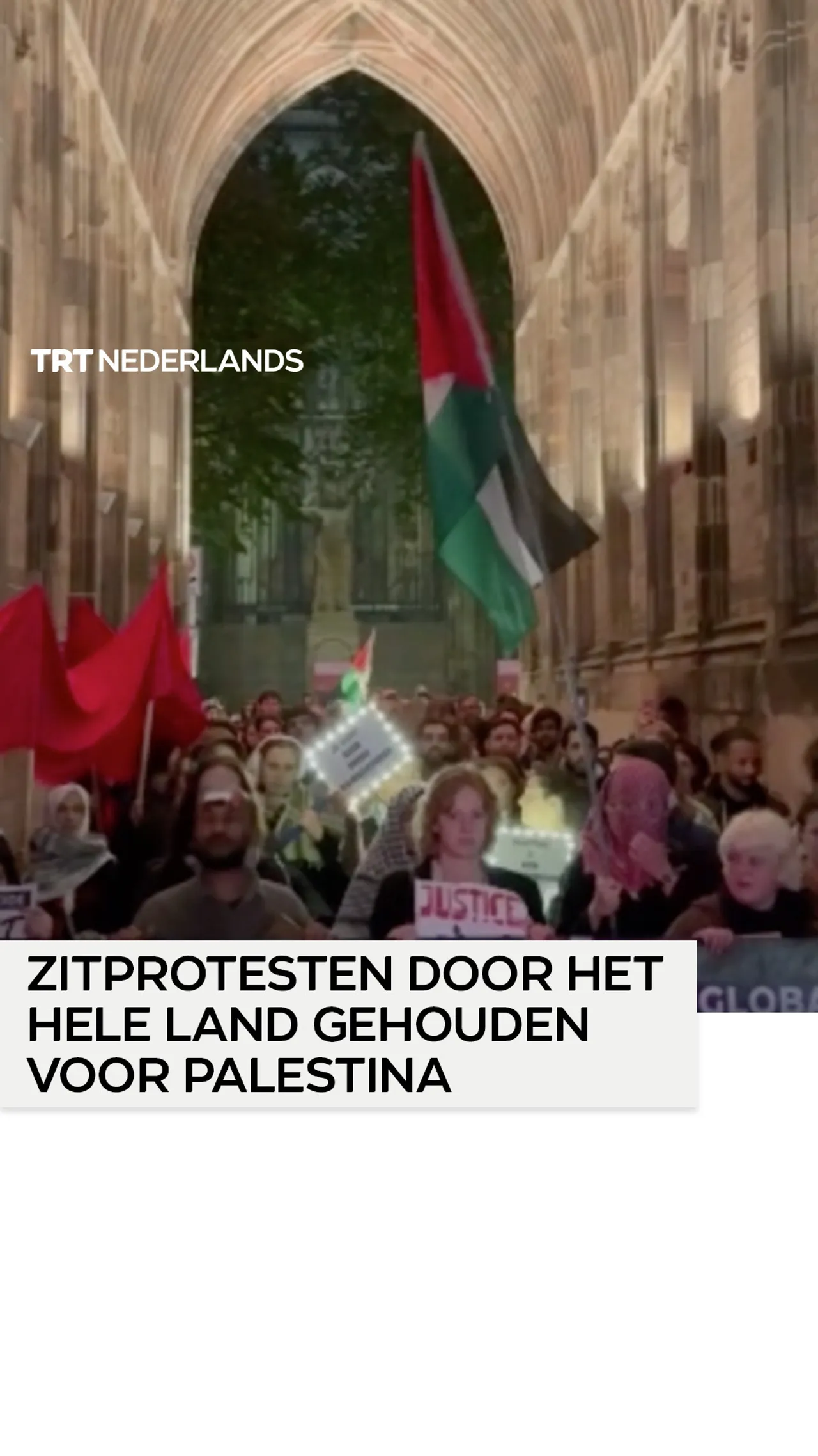 Op 20 treinstations in Nederland werden zitprotesten gehouden ter ondersteuning van Palestina