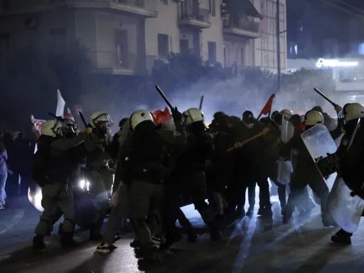 Polícia lança gás lacrimogéneo contra os manifestantes pró-Palestina em Atenas, na Grécia