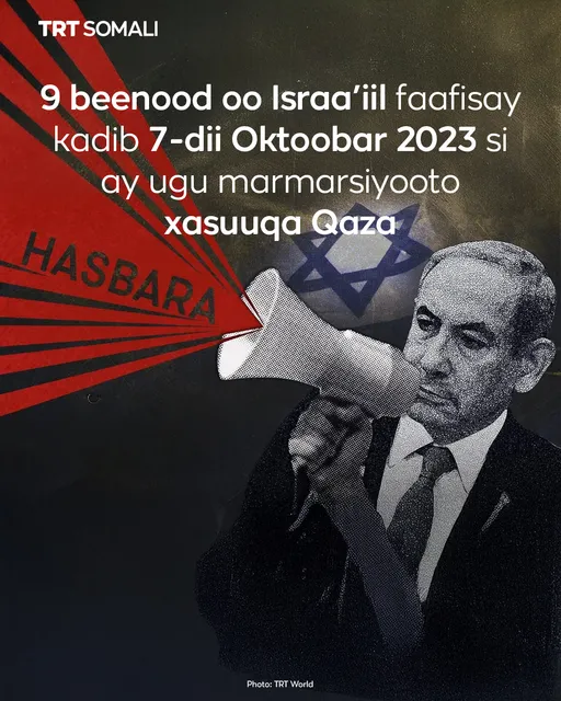 9 beenood oo Israa’iil faafisay kadib 7-dii Oktoobar 2023 si ay ugu marmarsiyooto xasuuqa Qaza