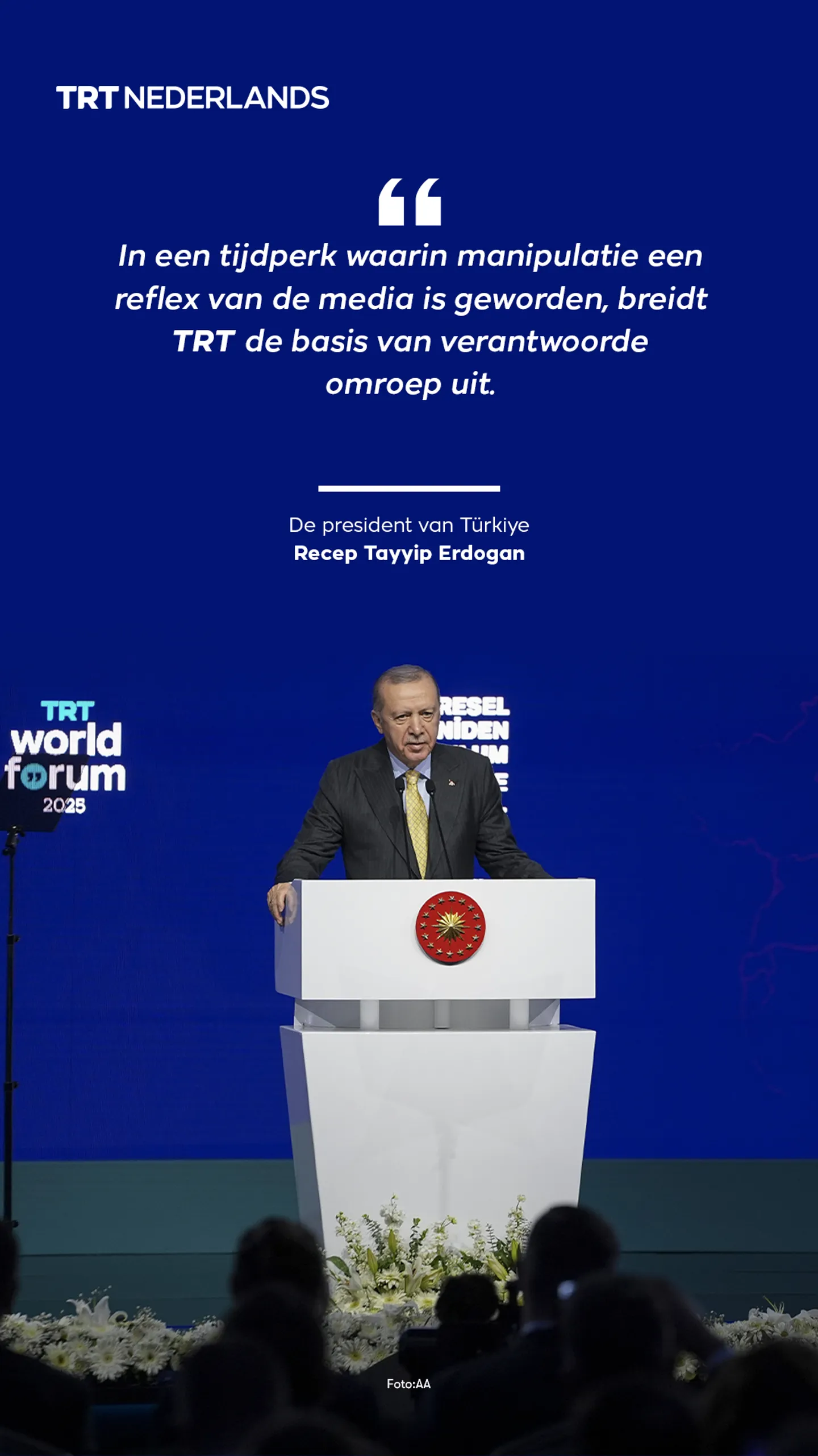 Turkse president Erdogan prijst TRT als baken van verantwoorde journalistiek