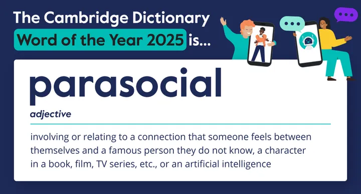 'Parasocial' is Cambridge Dictionary's choice for the word of 2025