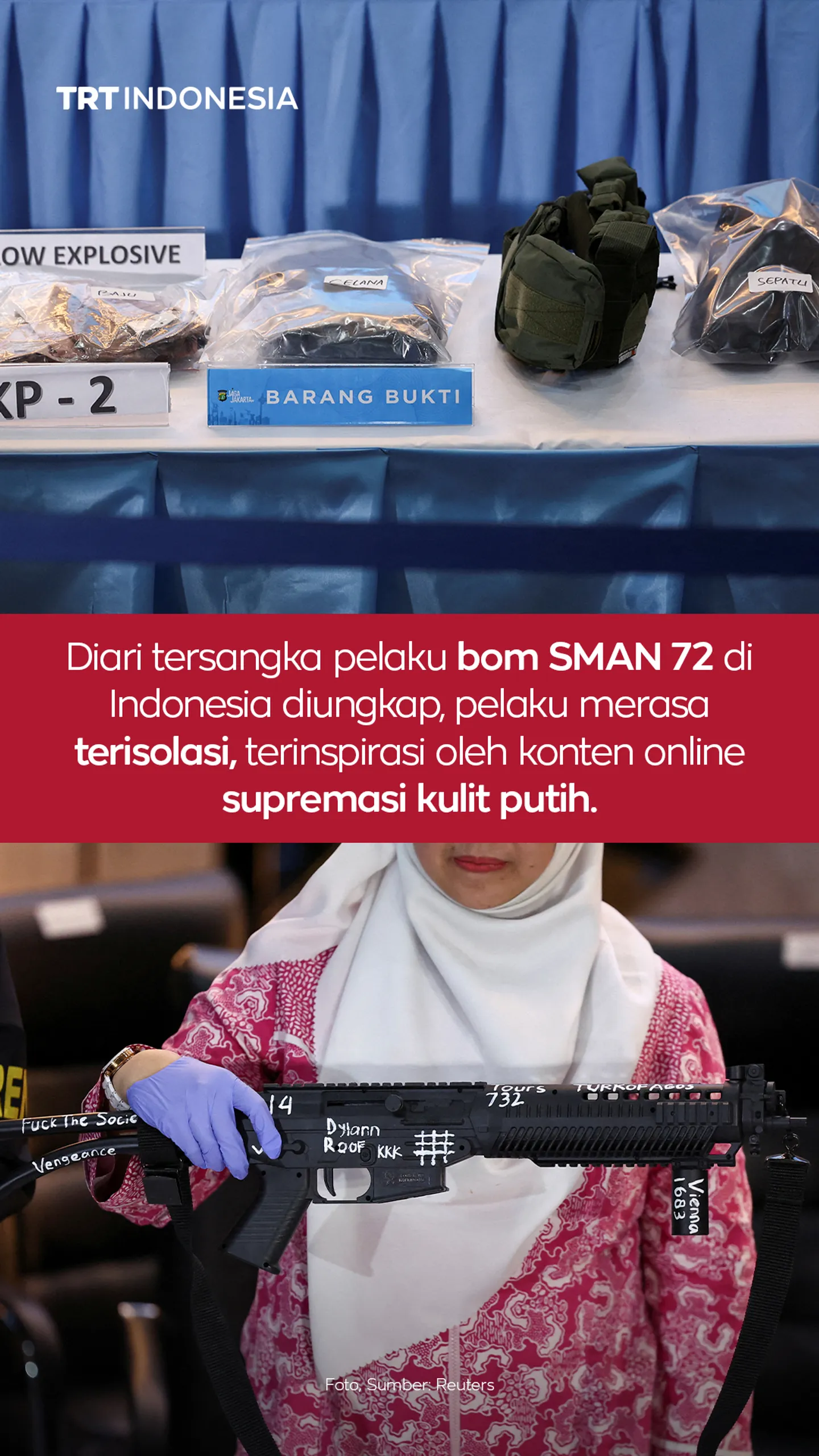 Diari tersangka pelaku bom SMAN 72 di Indonesia diungkap, pelaku merasa terisolasi