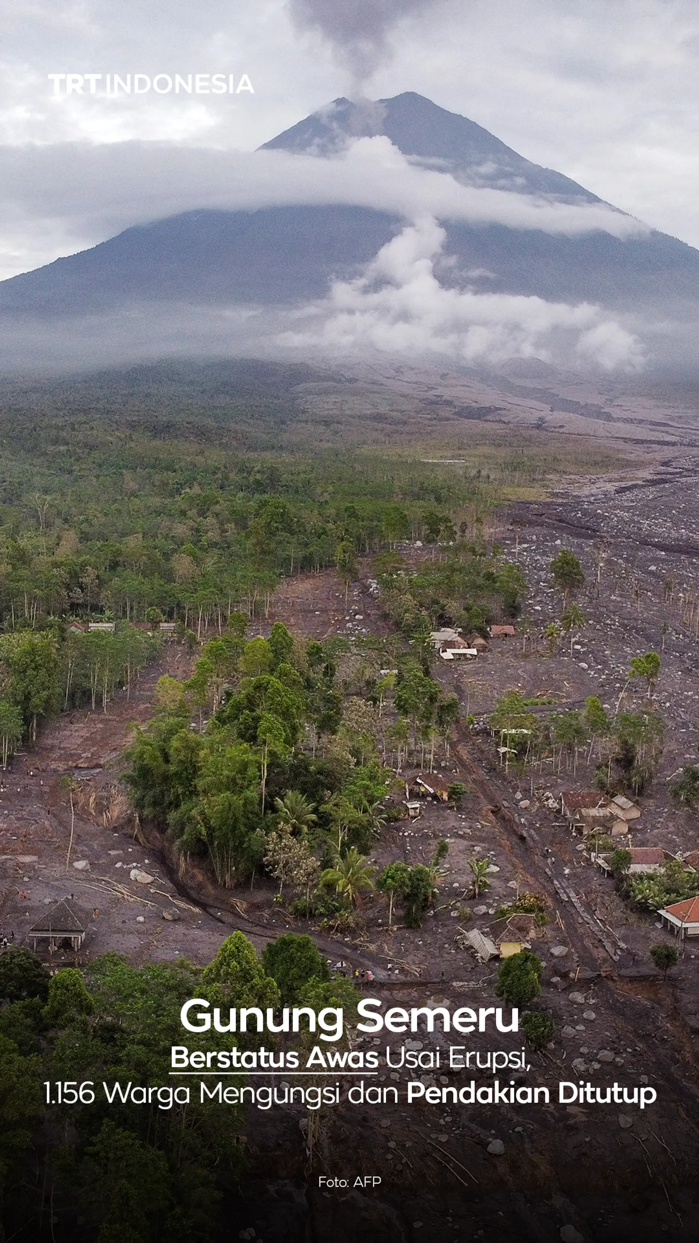 Gunung Semeru kembali erupsi dengan status menjadi awas
