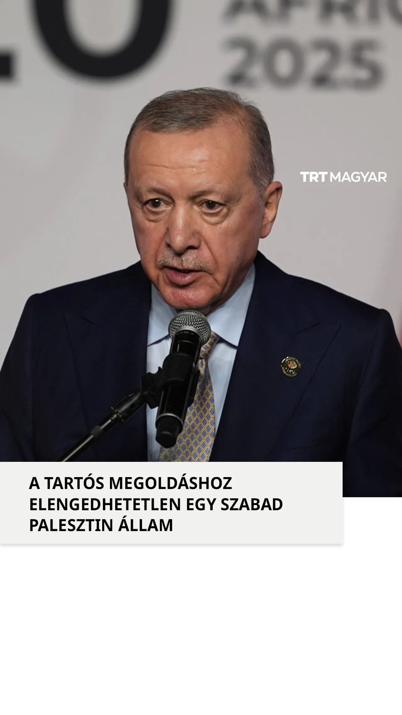 Erdoğan: a globális béke nem érhető el egy szabad palesztin állam létrehozása nélkül