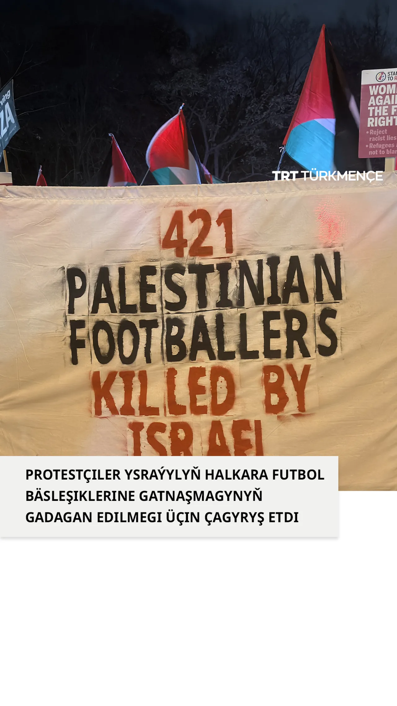 Birmingemde protestçiler Ysraýylyň halkara futbol bäsleşiklerinden çykarylmagyny talap etdiler