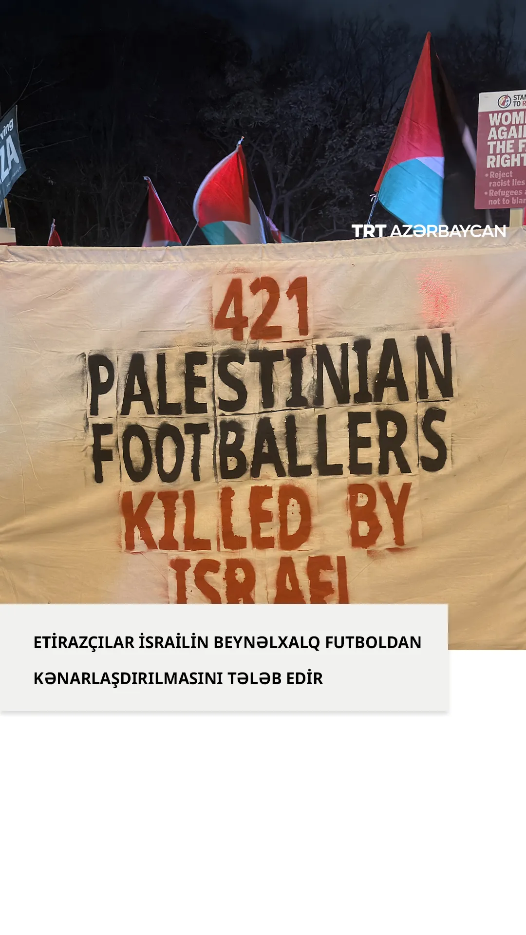 Birmingemdə etirazçılar İsrailin beynəlxalq futboldan kənarlaşdırılmasını tələb edib