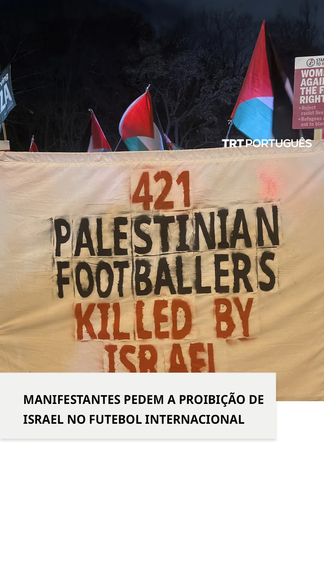 Manifestantes em Birmingham pedem a proibição de Israel no futebol internacional