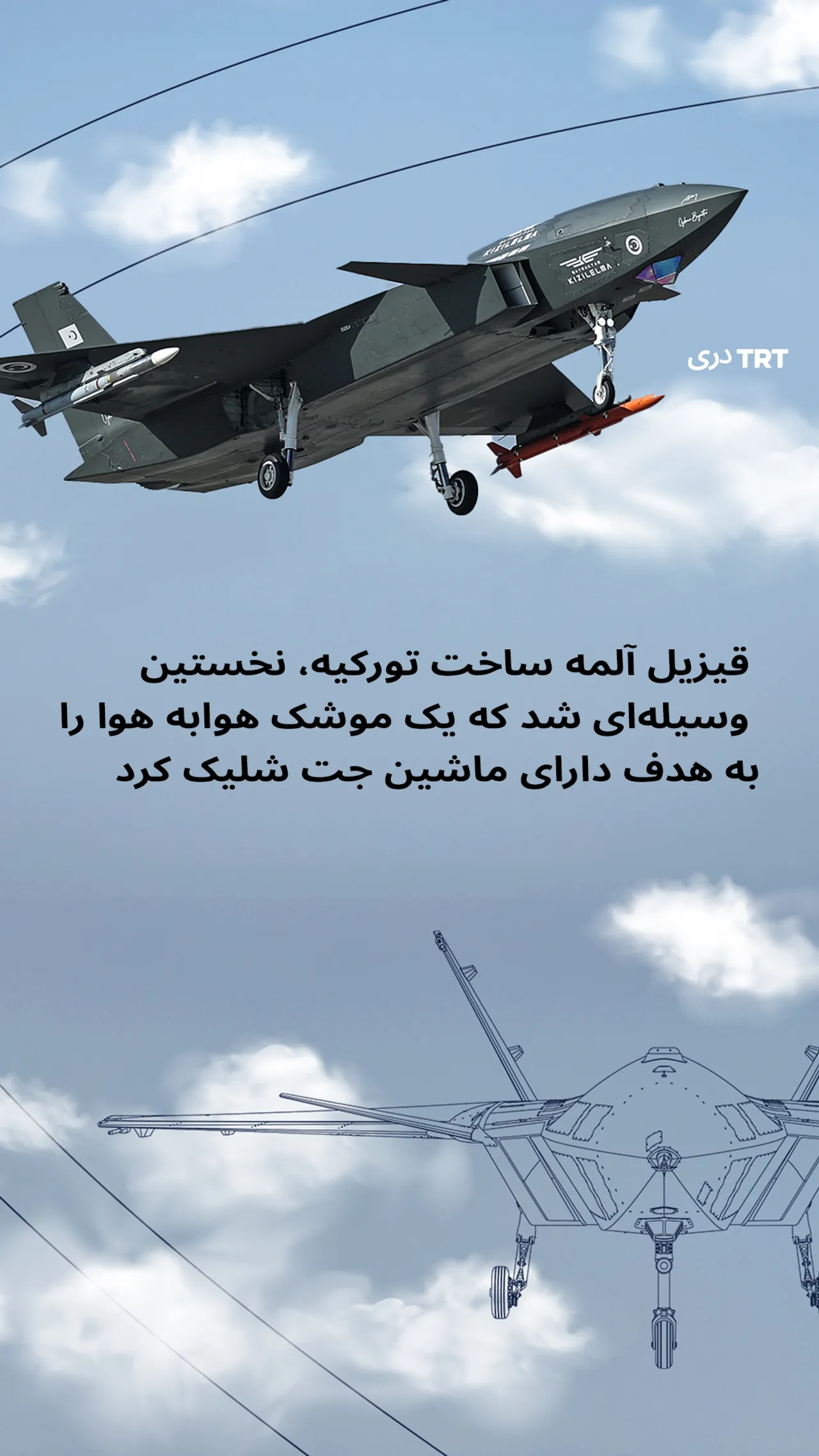 طیاره بدون سرنشین ساخت تورکیه موشک هوا به هوا را به هدف دارای ماشین جت شلیک کرد