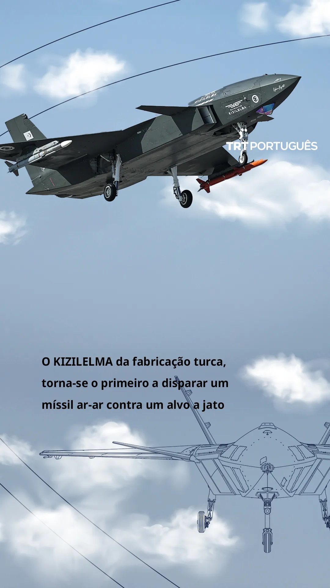 O KIZILELMA turco, torna-se o primeiro a disparar um míssil ar-ar contra um alvo a jato