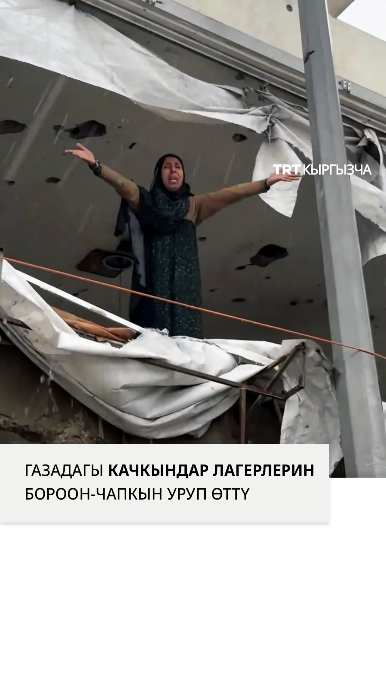 Газадагы бороон: Жер которгон палестиналыктардын чатырларын сел каптады
