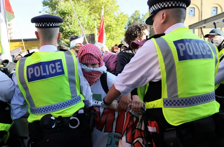 Protesters chanting 'globalise intifada' will face arrest: UK police