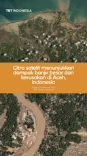 Citra satelit menunjukkan dampak banjir besar dan kerusakan di Aceh, Indonesia