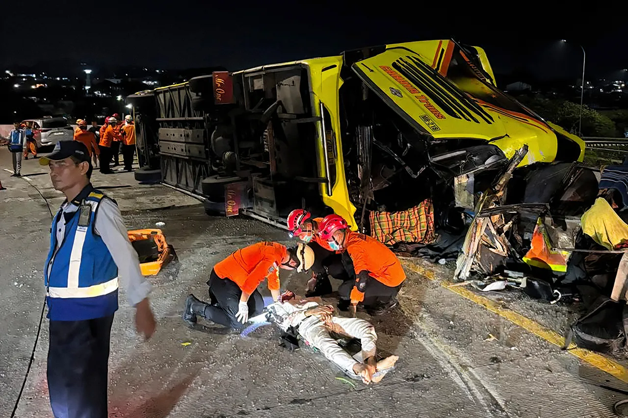 Passenger bus crash in Indonesia kills at least 16 people, a rescue worker says