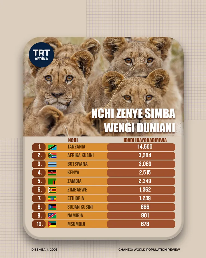 Infografiki: Nchi zenye simba wengi duniani