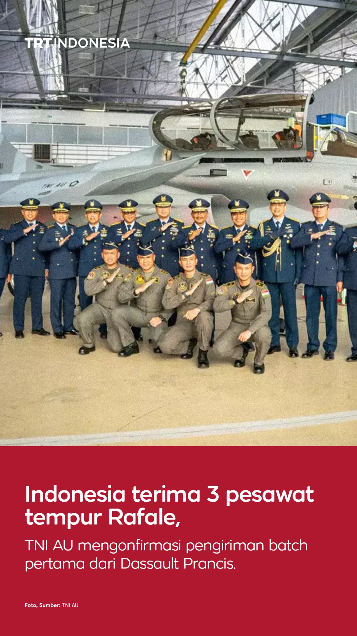 TNI AU terima kiriman perdana 3 jet tempur Rafale dari Prancis