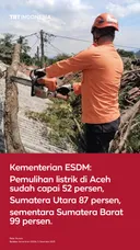 Listrik di 3 Provinsi Sumatera terdampak segera beroperasi penuh: Kementerian