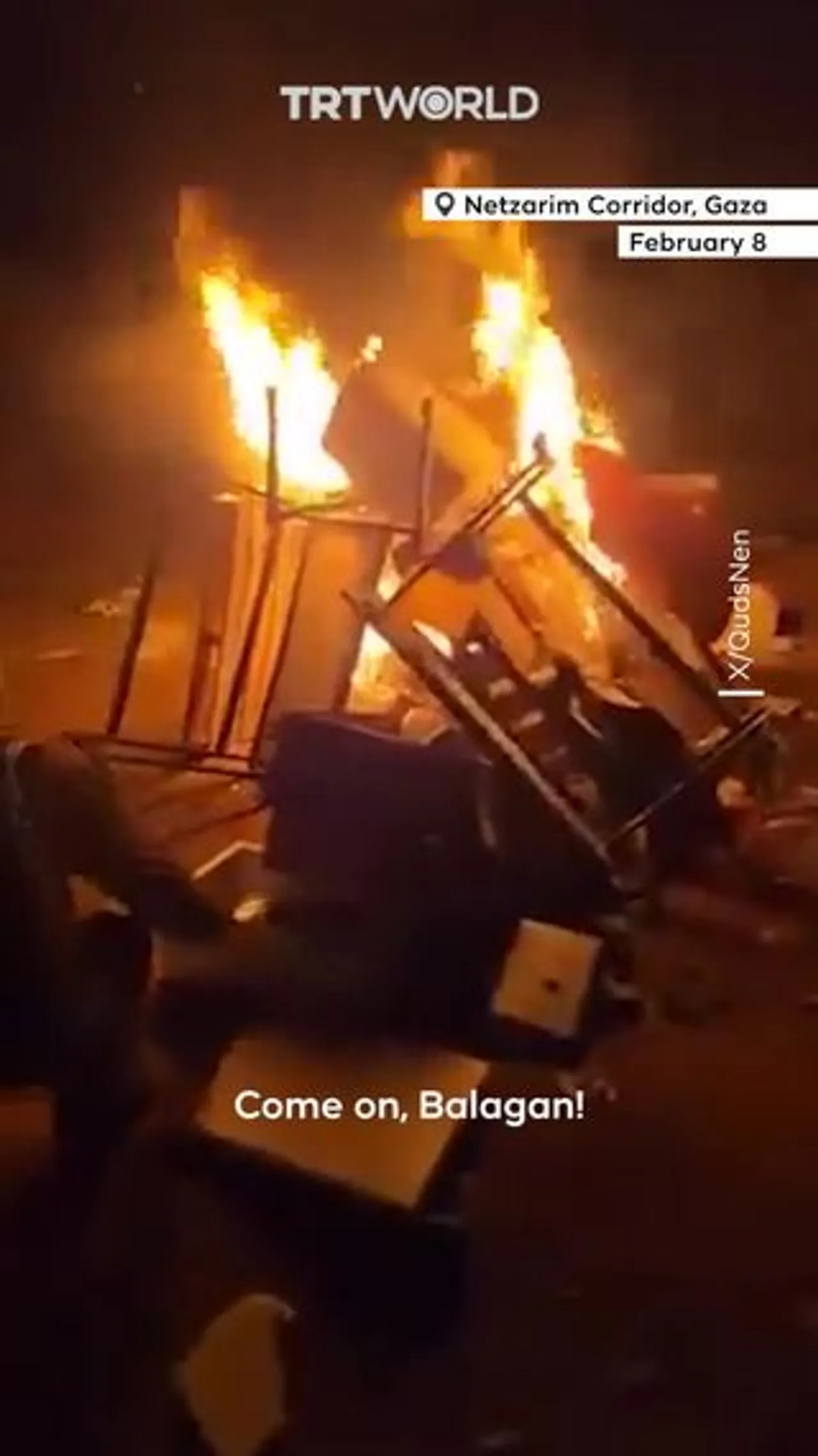 Israeli forces torch Palestinian belongings before withdrawing from Netzarim