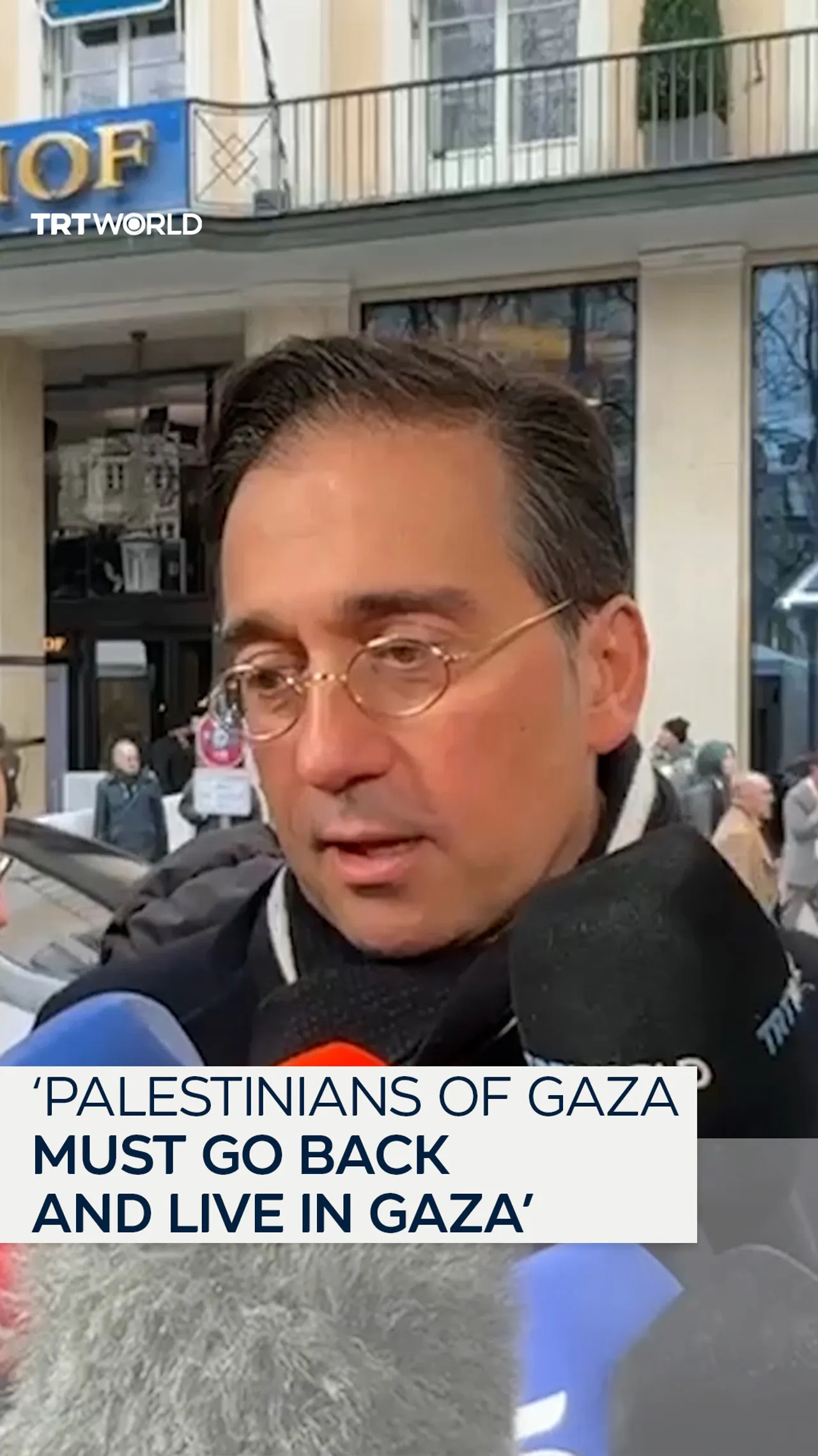 Palestinians must return to live in Gaza, says Spanish FM