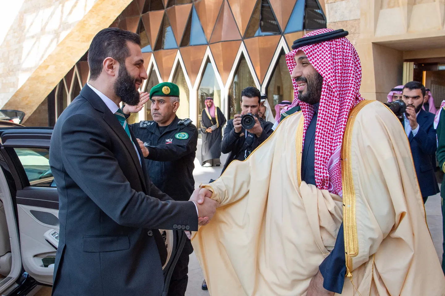 Syria's interim president in Saudi Arabia for first diplomatic visit