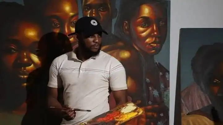 Barry Yusufu painting ‘the Nigerian experience’