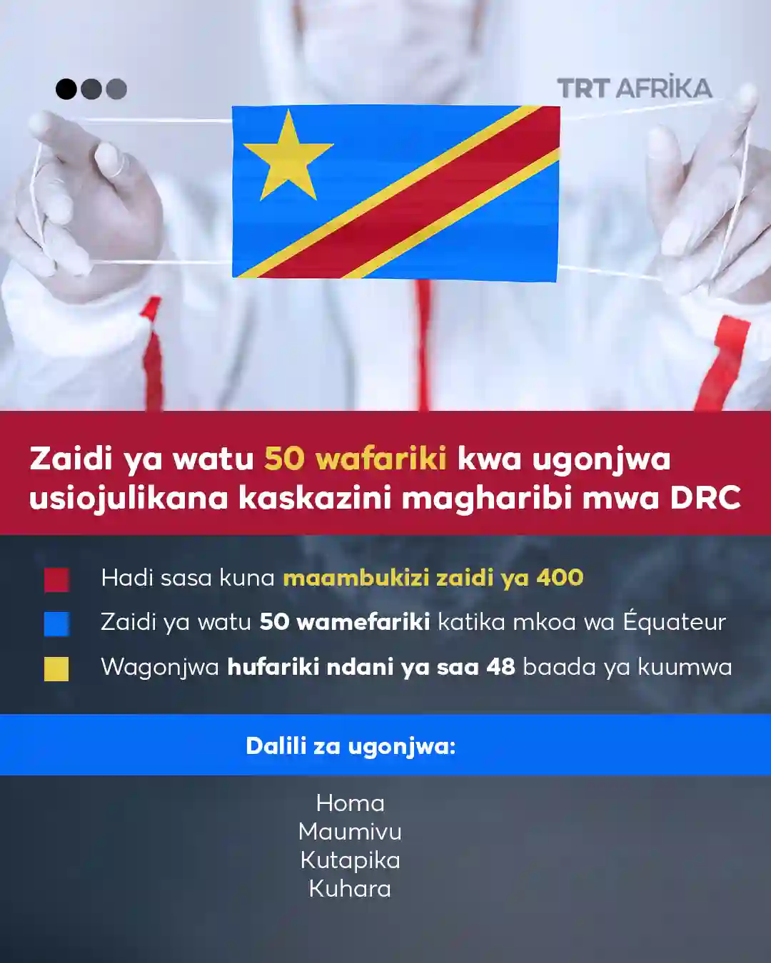 Zaidi ya watu 50 wafariki kwa ugonjwa usiojulikana DRC