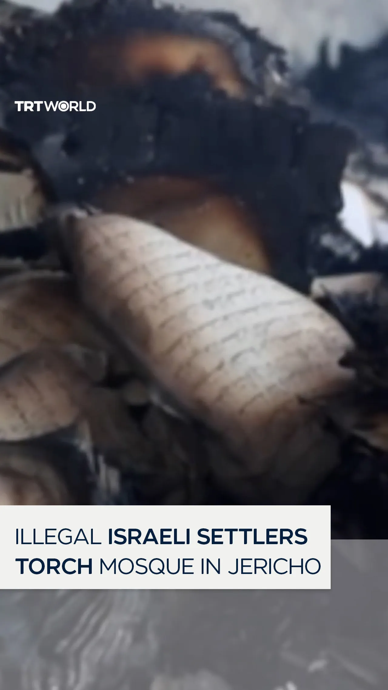Illegal Israeli settlers burn a mosque and tractor in Jericho