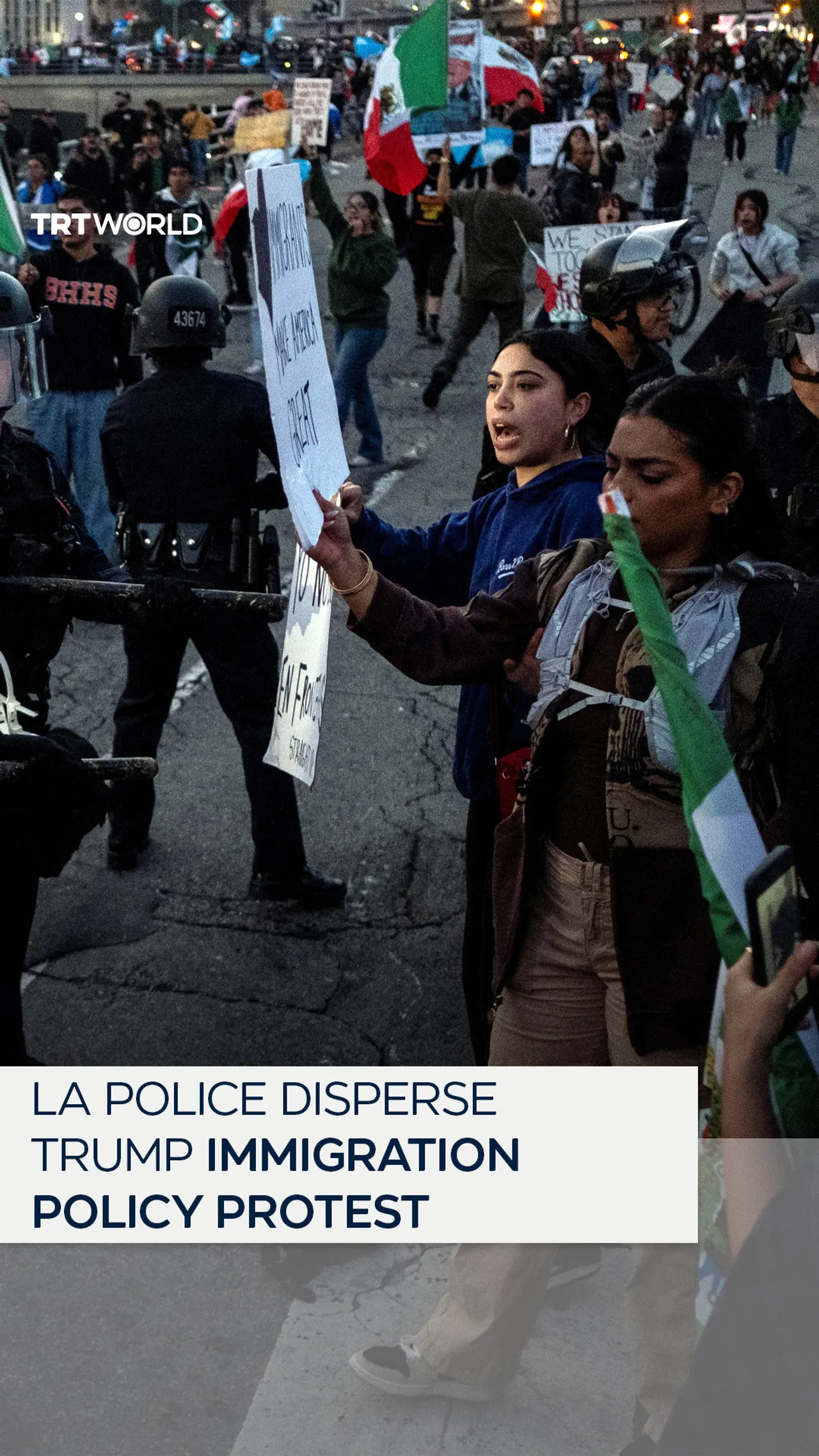LA police disperse protest against Trump's immigration policies