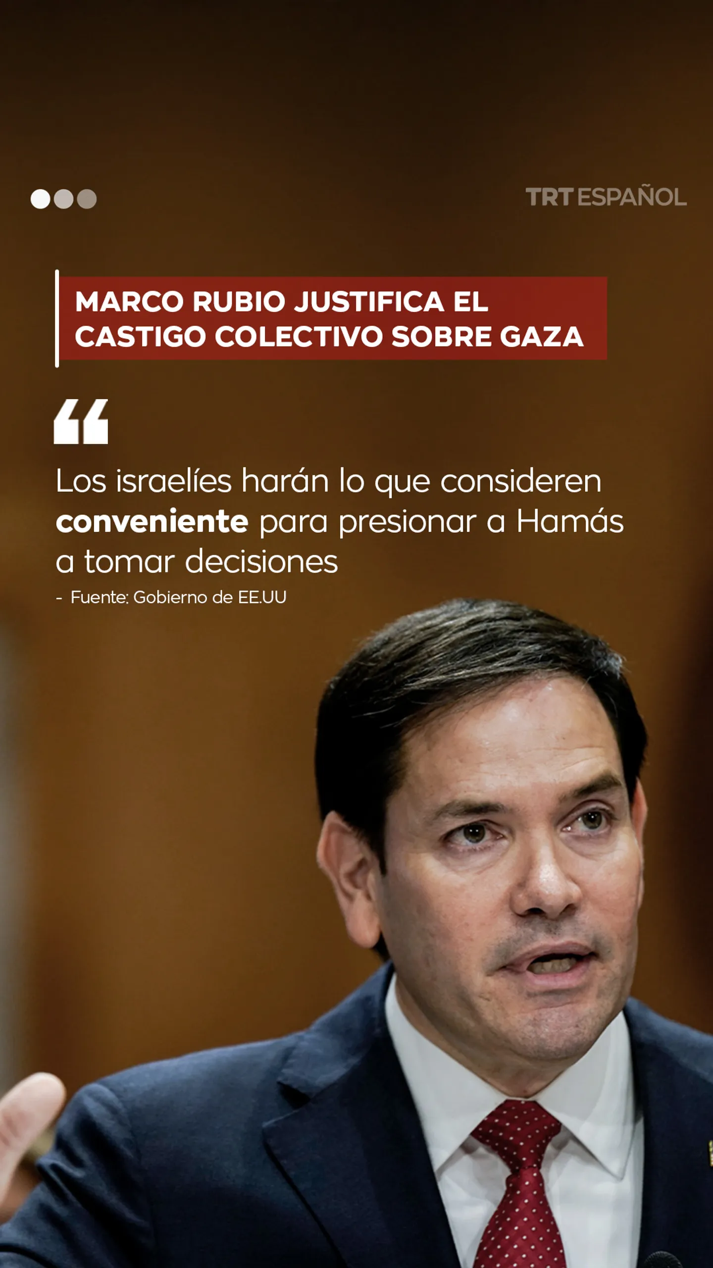 Marco Rubio justifica el castigo colectivo en Gaza
