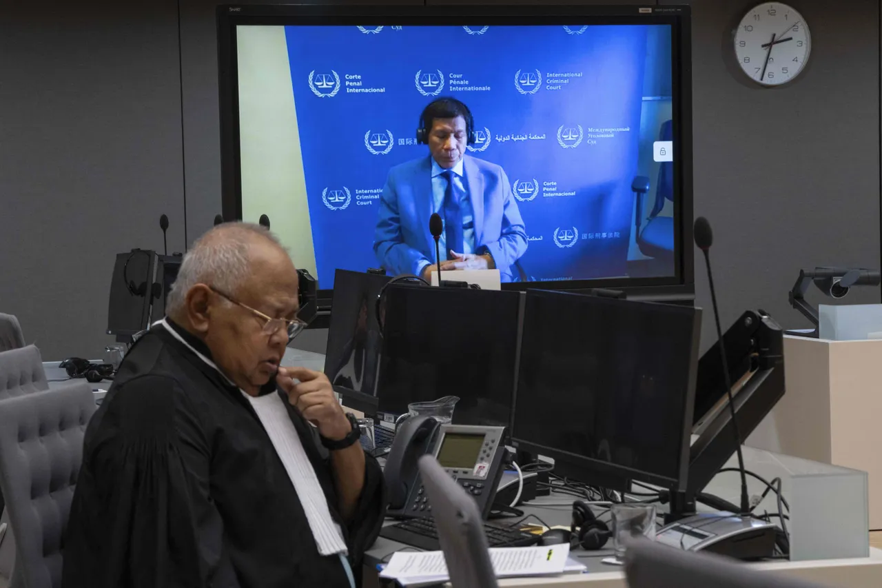 Philippines' Duterte attends ICC hearing via video link