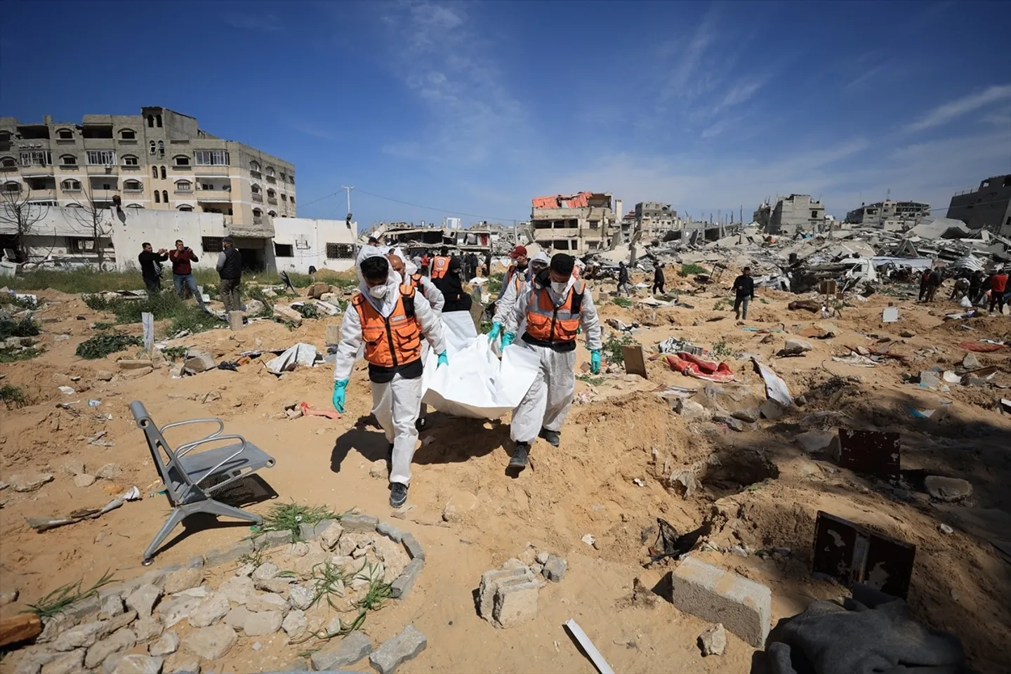 Palestinian Civil Defence teams recover 61 bodies from Shifa Hospital mass grave in Gaza